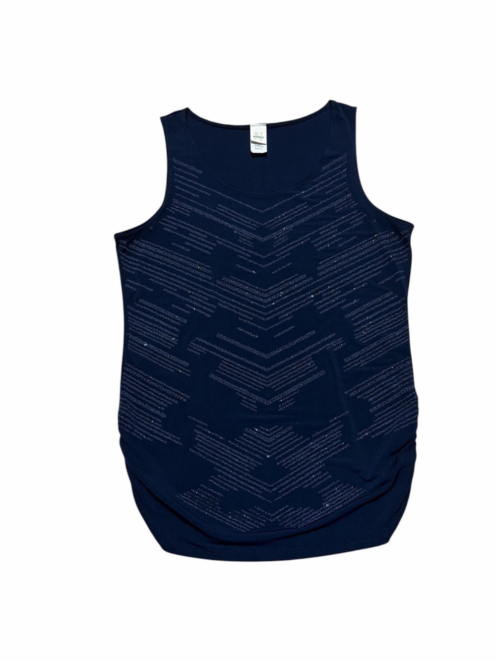 Vintage Napoli Blouse Women’s M Navy Blue Beaded Sleeveless Shirt Y2K Tank Top